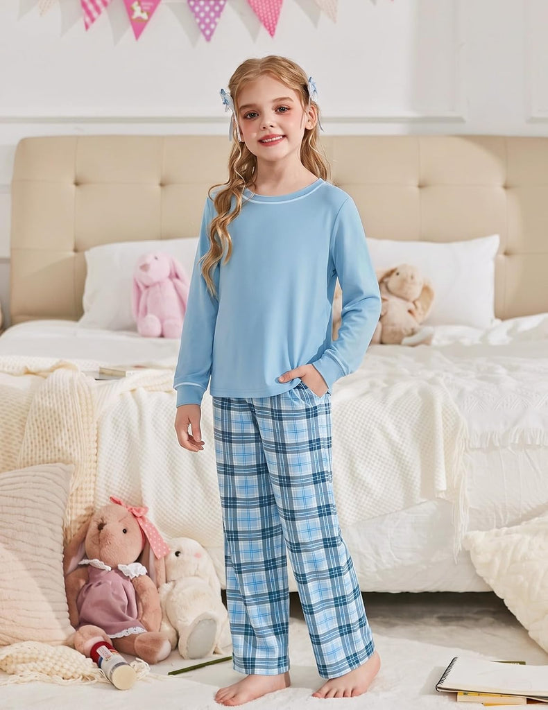 Girls Pajamas Set 2 Piece Long Sleeve Sleepwear Cozy Pj Loungewear
