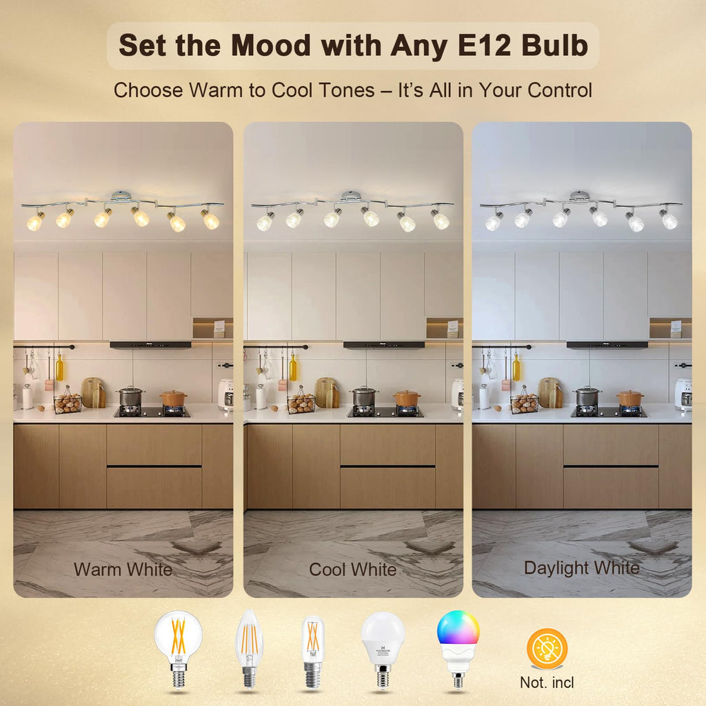Track Lighting, Flexible Ceiling Light Fixture w/Glass Shade