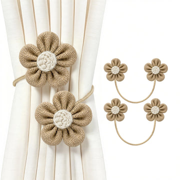 Curtain Tiebacks, Twisted Boho Curtain Holdbacks, Khaki, 2 Pcs