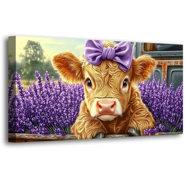 Highland Cow Canvas Wall Art, 40x20 Inch