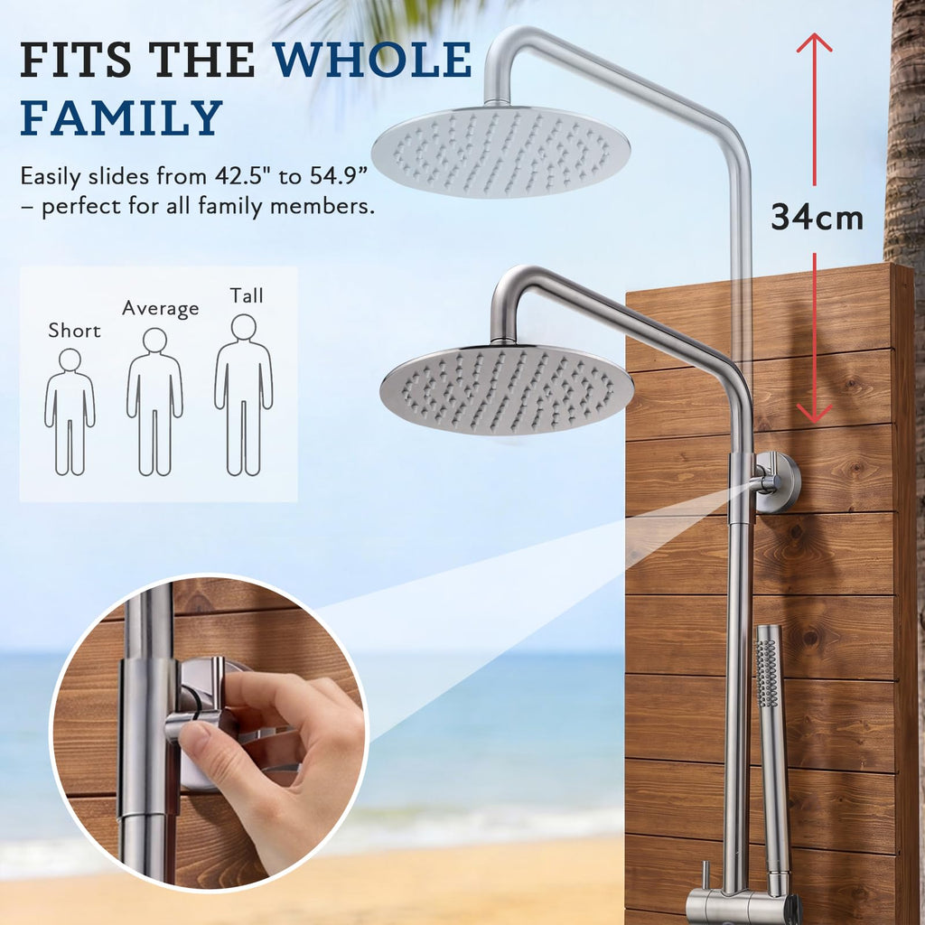 G‐Promise 316 Marine Grade Stainless Steel 8 Inches Outdoor Shower Kit