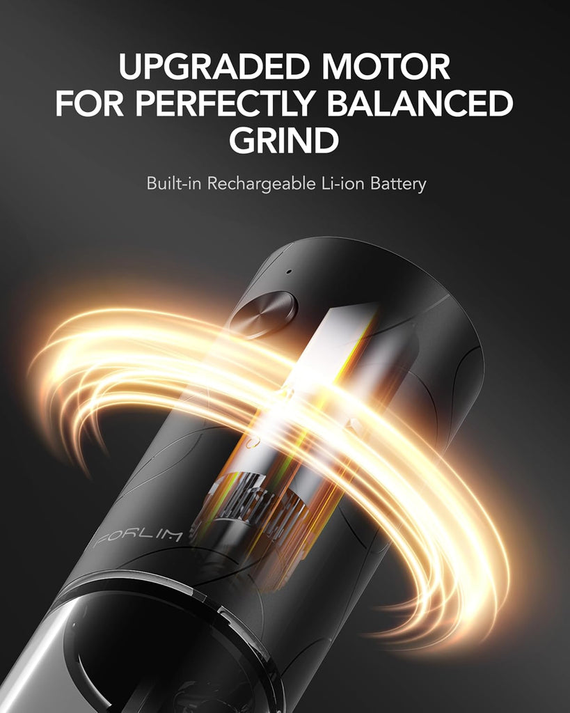 Electric Salt & Pepper Grinder Set, Rechargeable 2 Pack, Dual Black - Set of 2