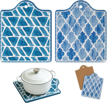 Ceramic Trivets for Hot Dishes, Large Trivets for Hot Pots and Pans, Trivets for Quartz Countertops, Hot Pads Gifts - Set of 2