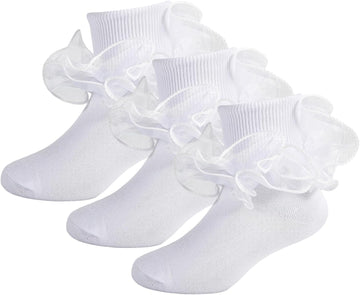 Double Lace Turn Cuff Frilly Church Dress Socks