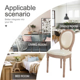 French Country Dining Chairs Set of 2, Upholstered Leather Accent Chairs with Curved Backrest for Dining Room, Kitchen or Restaurant, Beige