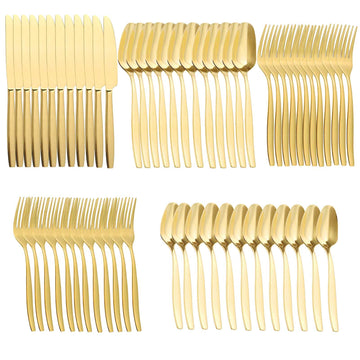 Gold 60-Piece Silverware Set, Stainless Steel Flatware Utensils Cutlery Set for 12, Including Steak Knife Fork and