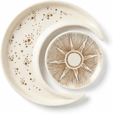 Ceramic Jewelry Dish Tray 2-Pack,Earrings Ring Holder,Small Trinket Plate - Set of 2