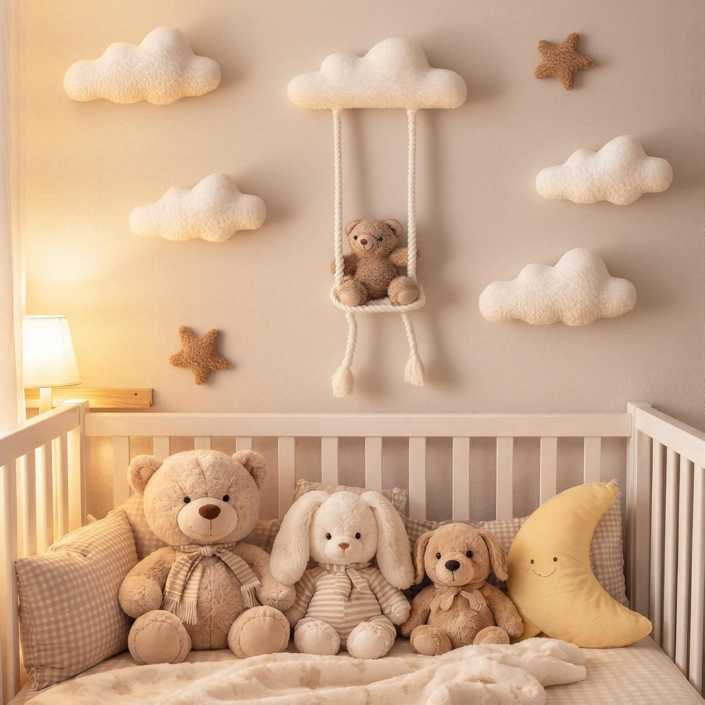 7 Pcs Teddy Bear Nursery Wall Decor Swing Bear Nursery Wall Art
