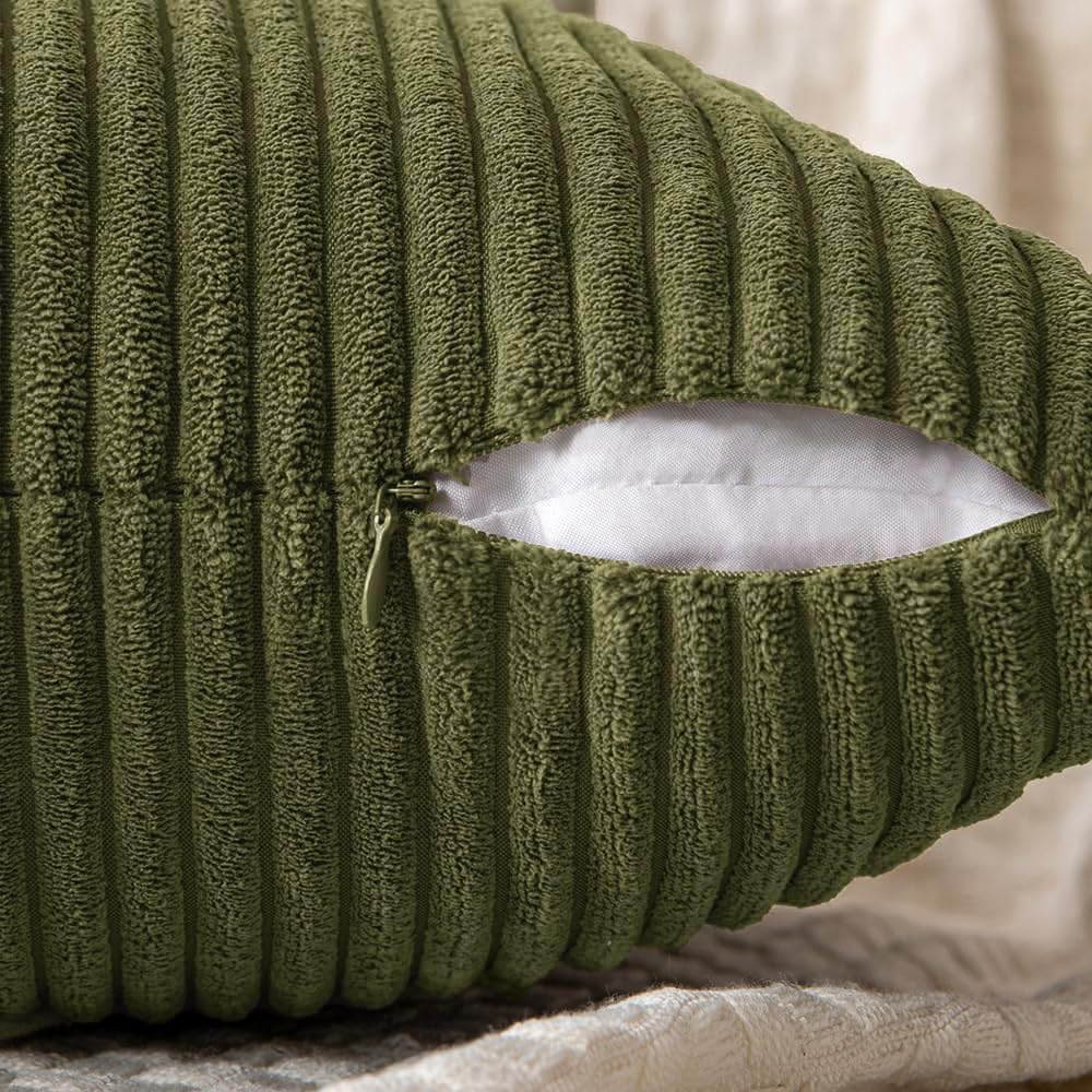 Olive Green Decorative Euro Sham Pillow Covers 24x24 Inch for Bed Couch Sofa Spring Decor Pack of 2 Boho Farmhouse