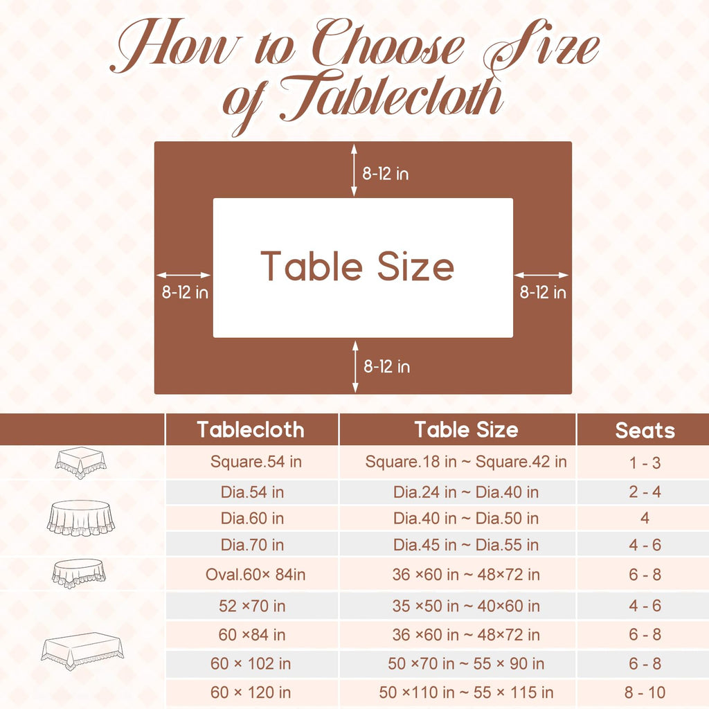Brown Ruffled Gingham Tablecloth, 52 x 70 Inches, Rectangle