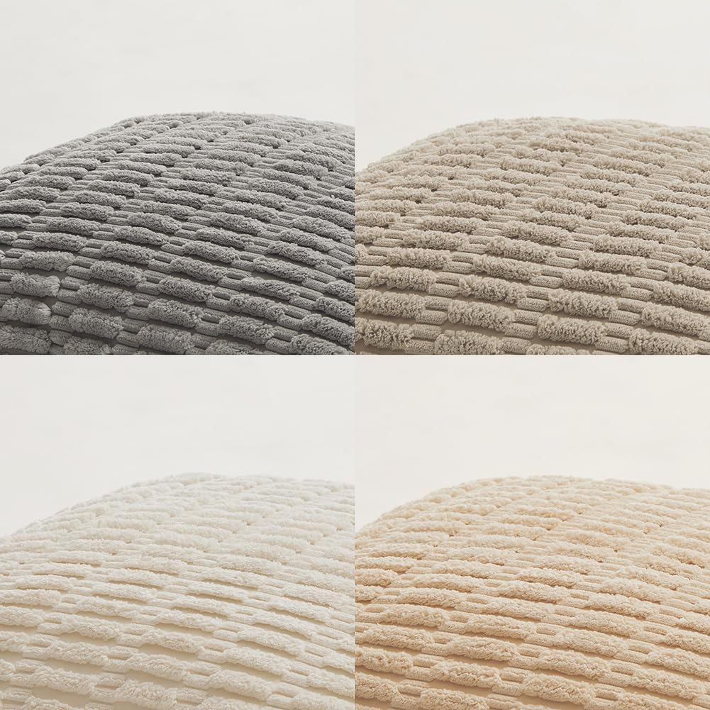 4 Packs Neutral Long Lumbar Decorative Throw Pillow Covers 12x24 Inch Couch Bed, Boho Home Decor, Soft Striped