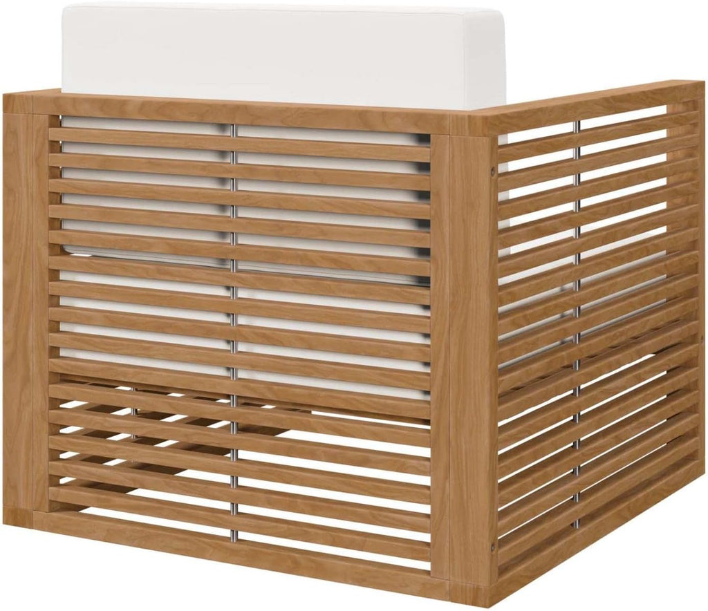 Carlsbad 3-Piece Teak Wood Outdoor Patio Set in Natural and White