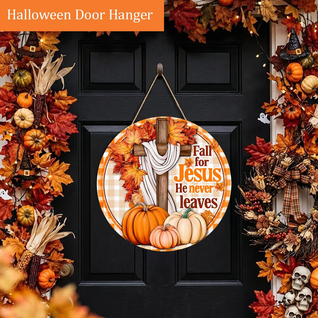 Fall for Jesus Decorations Door Sign, Fall Christian Pumpkin Sign