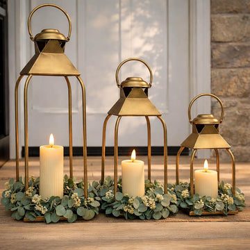 Decorative Metal Lanterns Indoor Outdoor, Candle Holder for Porch, Patio, Fireplace, Floor, Wedding, Christmas, Fall