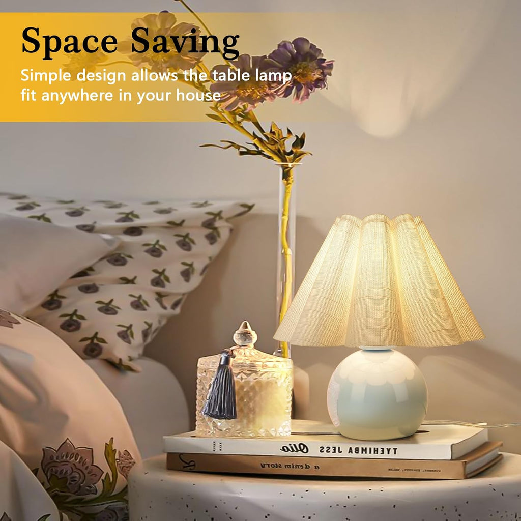 Light Blue Small Bedside Mini Table Lamp, Cute Bedroom Lamps for Nightstand, Cute Mini Table Lamps for Small Spaces