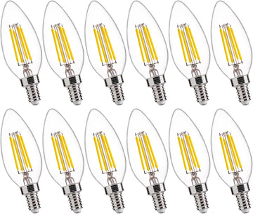 5000K Daylight B10 Dimmable LED E12 Candelabra Bulbs, 40W Equivalent LED Chandelier Light Bulbs, 450LM, Clear Glass