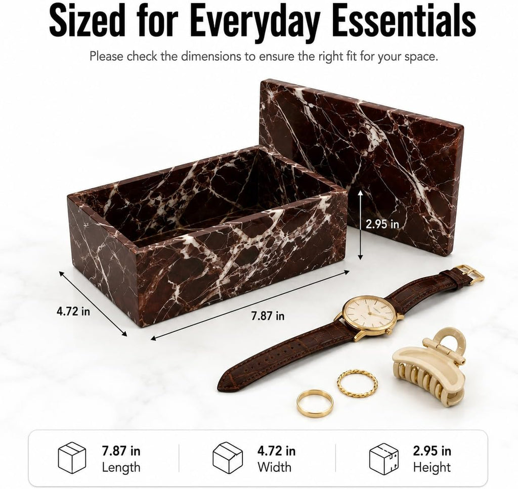 Purple Red Marble Storage Box with Lid for Jewelry