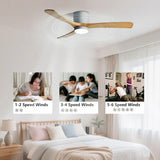 48" Quiet Ceiling Fan with LED Lights - 6 Speed Remote, 3 Color Temperatures, Modern Wood Flush Mount Ceiling Fans