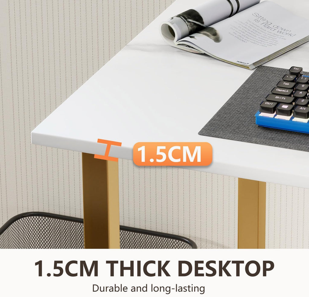 Computer Desk,Home Office Desk, Modern Simple Style Study Writing (Gold, 55 Inch)