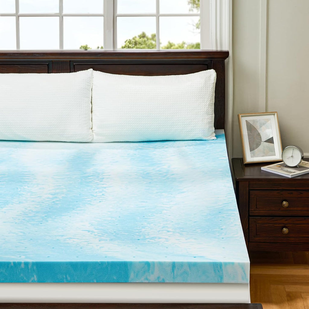 3 Inch Queen Memory Foam Mattress Topper, Cooling Gel Infused Mattress Pad, Ventilated Bed Topper for Pressure