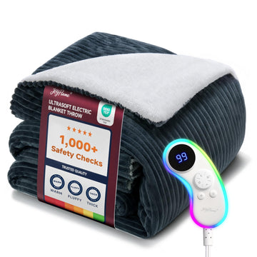 Ultrasoft Electric Heated Blanket Throw: 125.6°F Fast Even Heat
