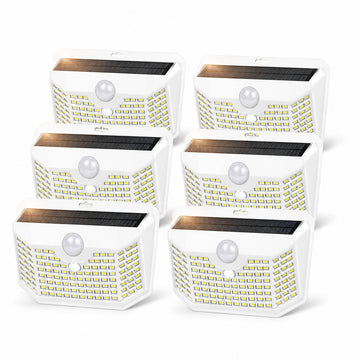 120 LED Solar Lights Outdoor with Motion Sensor, 6 Pack, White