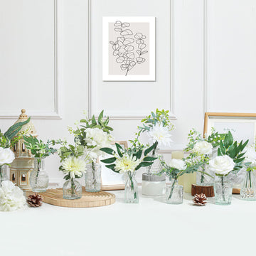 108 Pcs Artificial Flowers in Vase 96 Pcs Faux Greenery Stem Table Centerpiece Fake Plants Silk Roses Arrangement 12