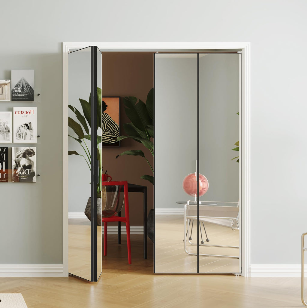 Bifold Doors, 36" x 80" Mirror Closet Door with Complete Hardware