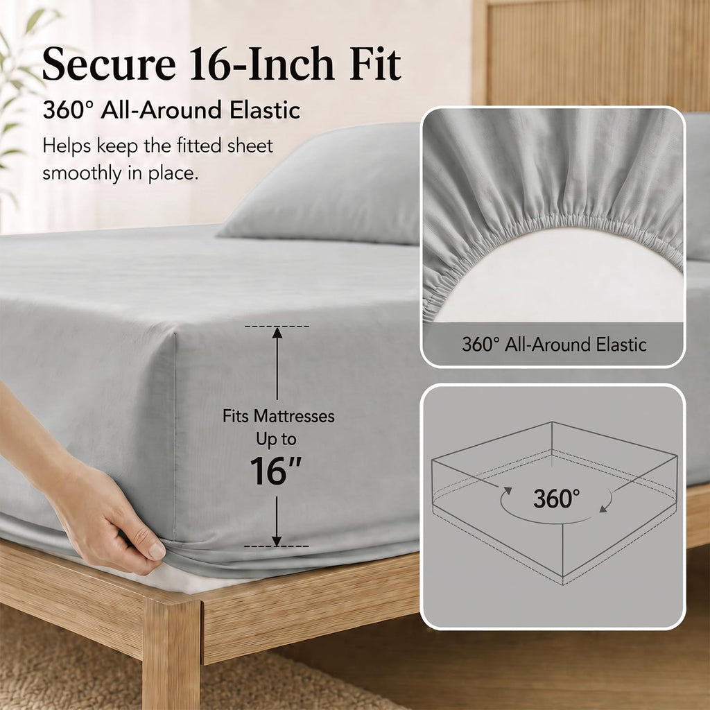 Cal King Sheet Set, 100% Rayon Derived from Bamboo, Sateen Weave
