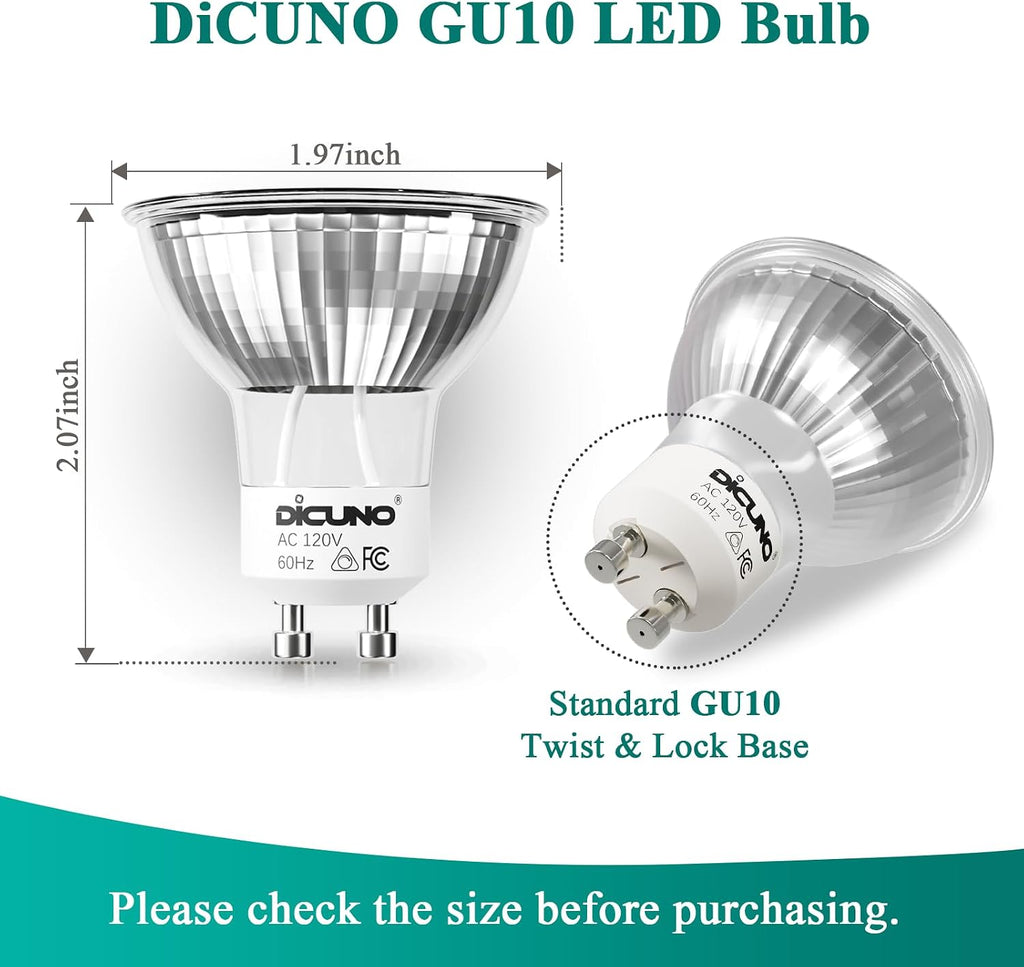GU10 LED Bulb Dimmable, Daylight White 5000K, 60 Watt, 700LM, 6-Pack