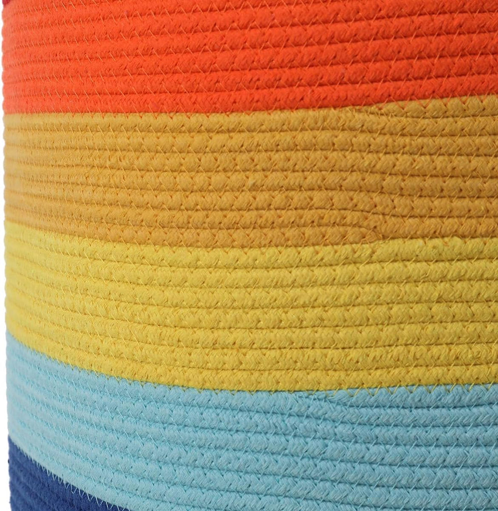 16"x20" Extra Large Cotton Rope Basket with Zipper Lid, Woven Laundry Hamper and Blanket Storage Basket, Round