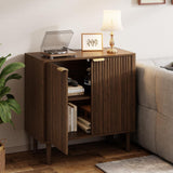 Sideboard Buffet Cabinet with Storage, Modern Fluted Accent Credenza with Doors & Adjustable Shelves