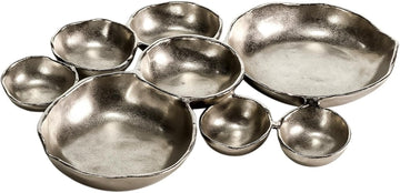 9 Cluster Decorative Bowls Bright Silver Snack Tray Bowl Chip & Dip Serving Piece Strong Brass Centerpiece Beautiful