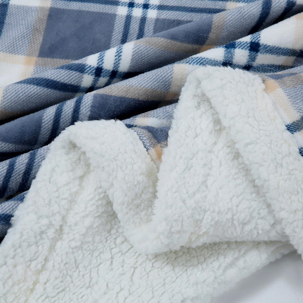 Sherpa Blanket Twin Plaid Thick Bed Blanket, 60"*80" Super Soft Flannel Fuzzy Fleece Reversible Velvet Plush Warm