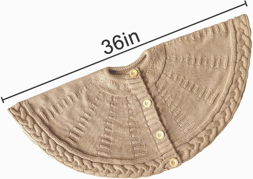 36 inch Christmas Tree Skirt: Pencil Tree Skirt for 6ft Tree, Cable Knit Beige Small Tree Skirt, Vintage Tree Skirts