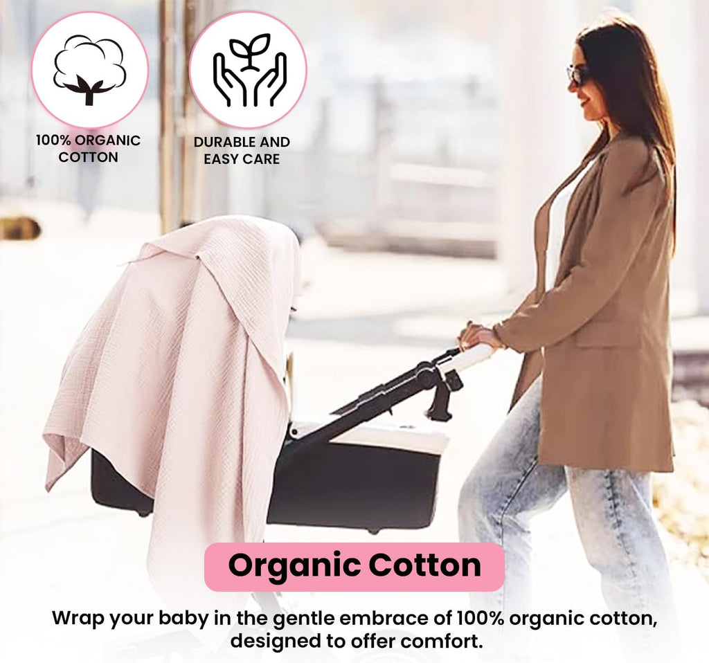 Muslin Swaddle Blankets, 100% Organic Cotton, Baby Wrap for Boys and Girls, Soft Breathable and Skin-Friendly