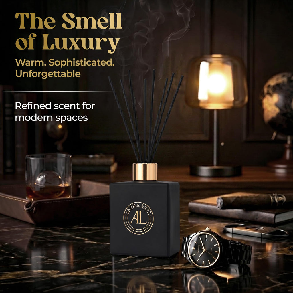 Black Reed Diffusers | Premium Fragrance Diffuser | Reed Diffuser Sticks in Oil Set with Sunlit Scent | Smell Good