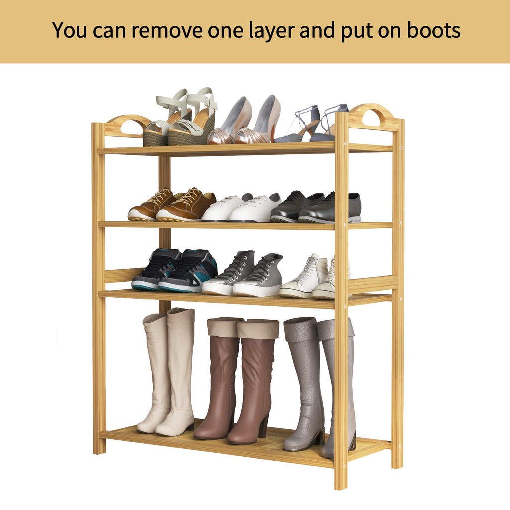 Bamboo Shoe Rack 5-Tier Shoe Storage Organizer Entryway Shoe Shelf