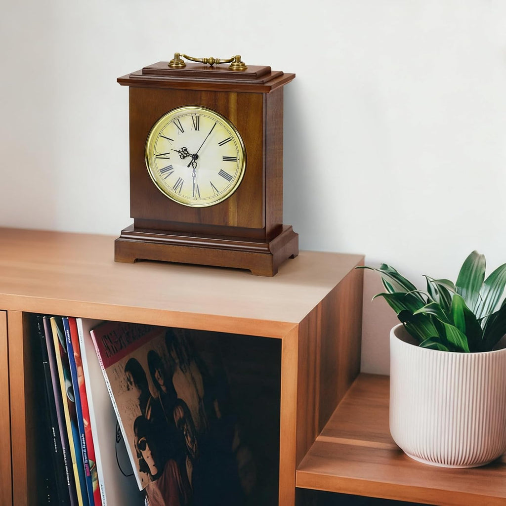 Shinoske Mantel Clock Battery Operated with Hidden Safe,Secret Compartment for Cash,Jewelry,Rings,Watches,Vintage