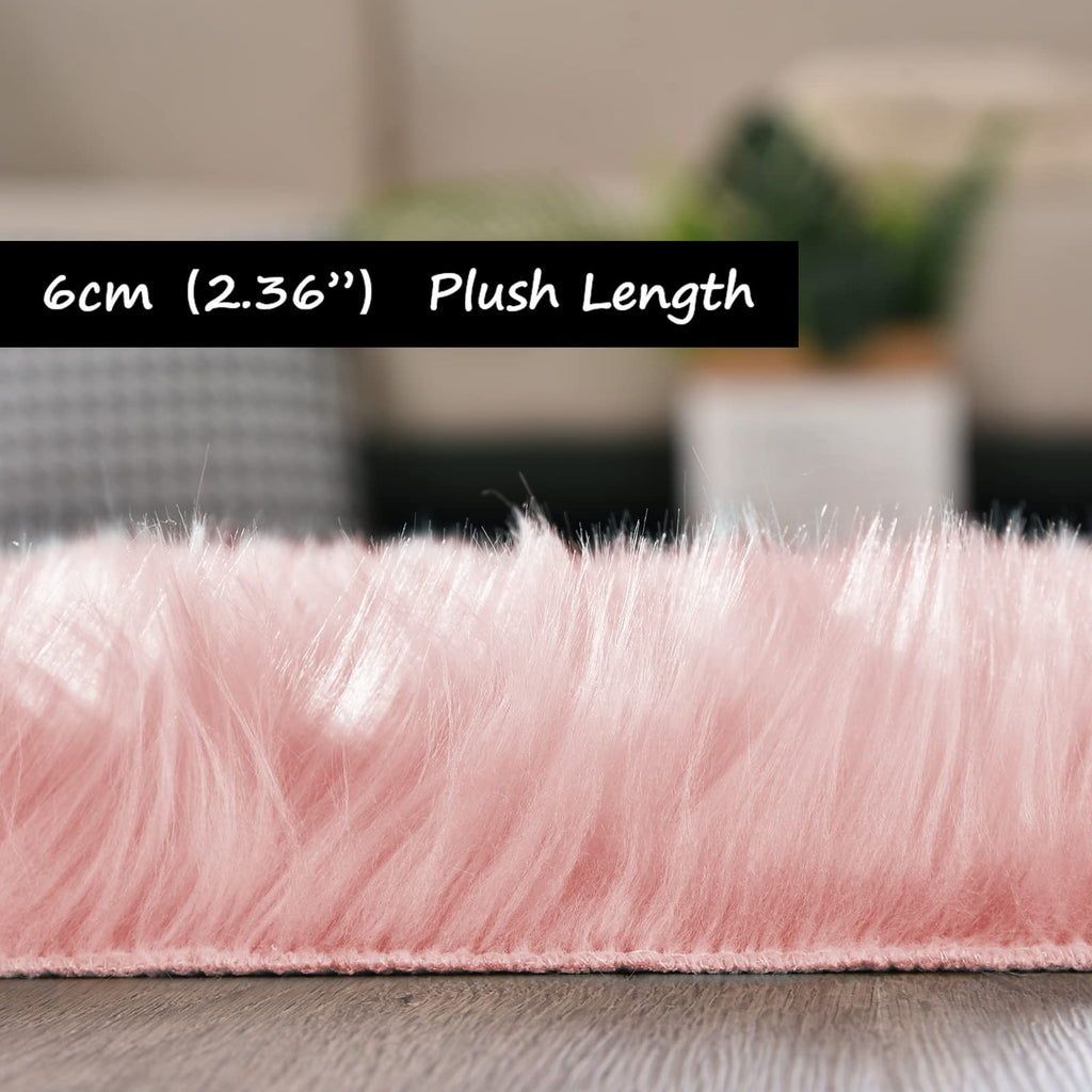 Pink Fur Rug Sheepskin Rug 2x6 Fluffy Runner Rug Dorm Fuzzy Furry Cute Shag Rug Decor Washable Sheepskin