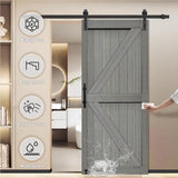 36in x 84in MDF Elephant Gray Barn Door with 6.6FT Sliding Hardware Kit, Solid Barn Door Slab Covere