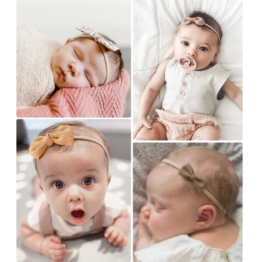 21 Pcs Baby Girls Headbands, Nylon Hairbands with Hair Bows Set