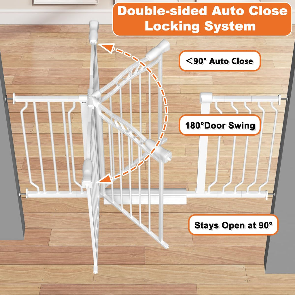 62.5-71.6 Inch Extra Wide Baby Gate, Auto Close Dual Lock Dog Gate