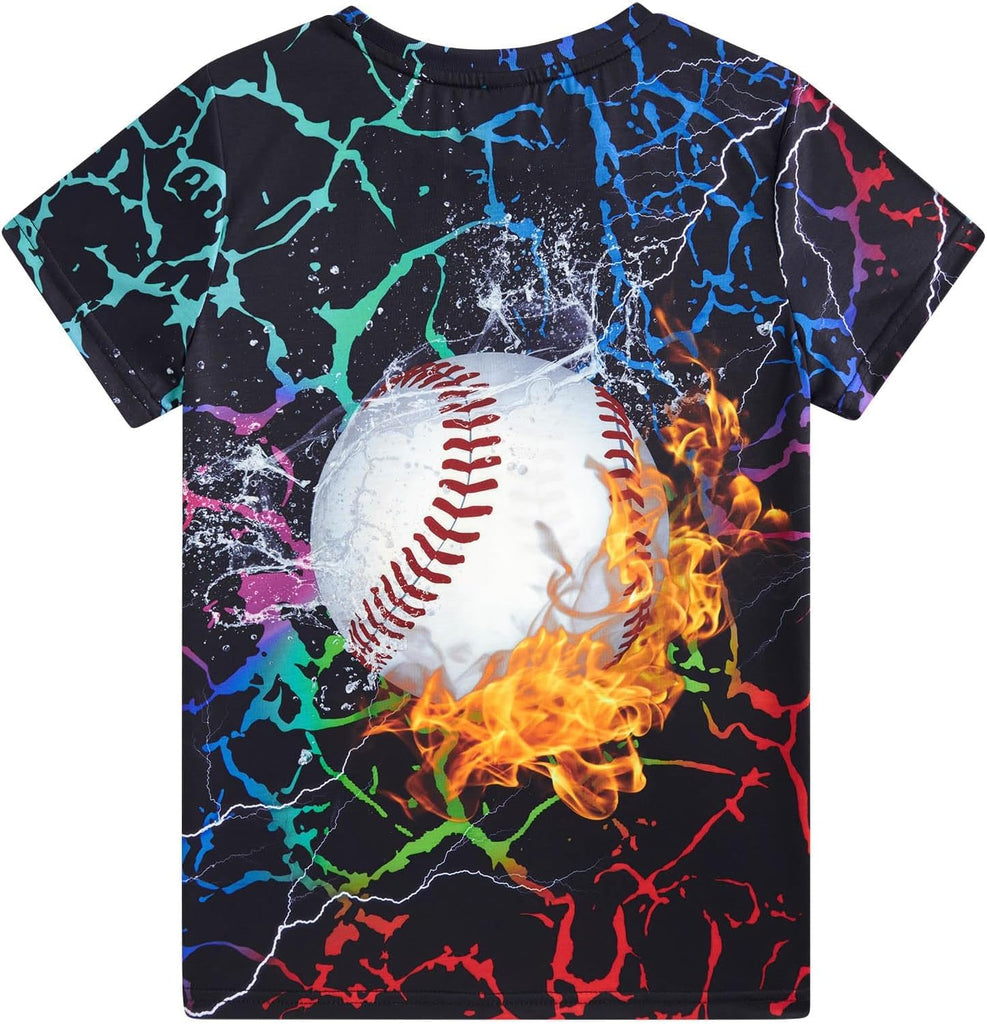 Boys T-Shirts Kids Neon 3D Graphic Tees