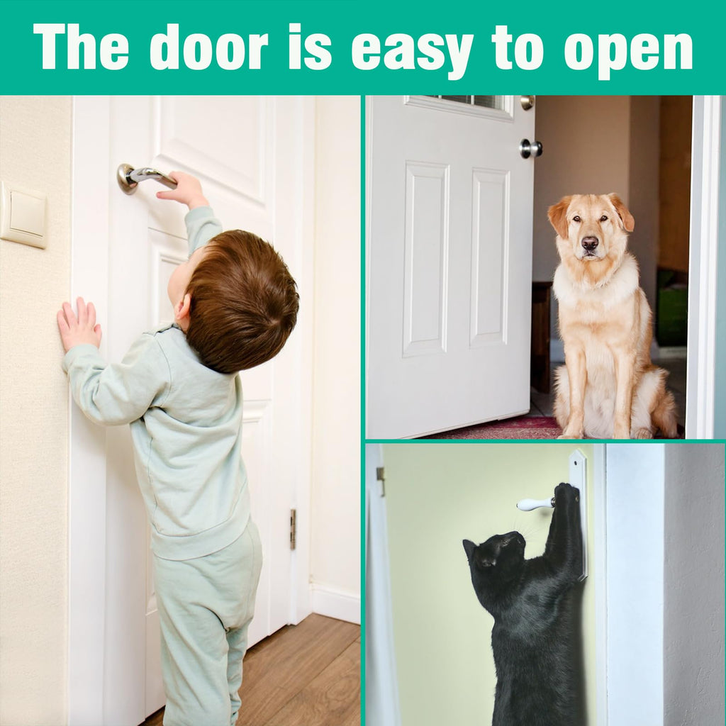 Child Proof Door Lever Lock,ABS with 3M Adhesive Backing,4 Pack