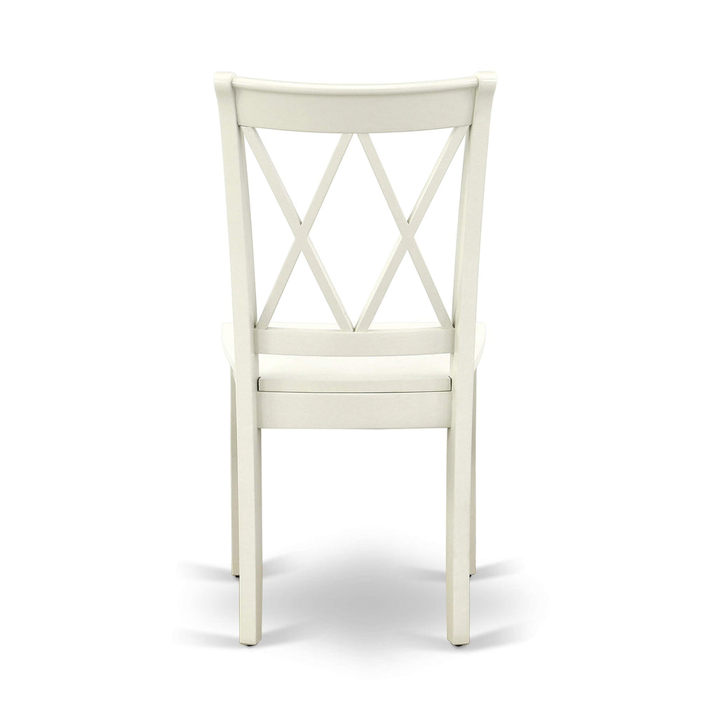West Furniture CLC-LWH-W Clarksville Dining Room Chairs - Double Cross Back Wood Seat Chairs, Set of 2, Linen White