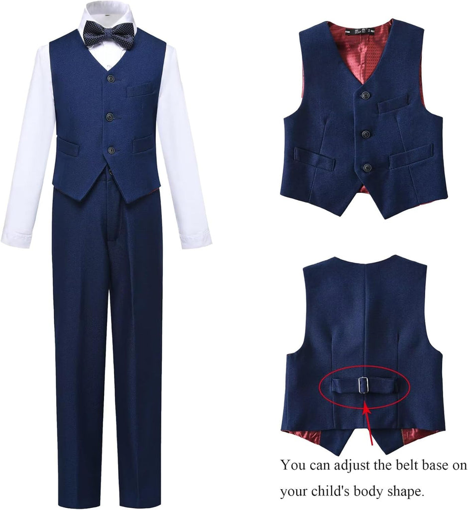 Boys' 5 Piece Formal Suit Kids Dress Tuxedo Vest Pants Suits for Boy 2