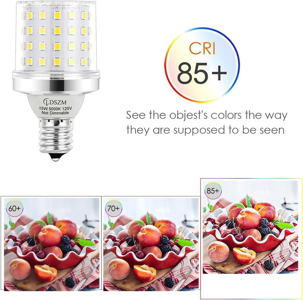 E17 Super Bright LED Bulb,15W Intermediate E17 Base LED G14 Bulbs,120 Watt Equivalent 1200lm 5000K Daylight Ceiling