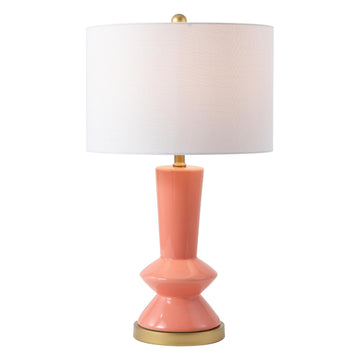 Ziggy 27" Modern Ceramic Metal Table Lamp, Coral/Gold Painting