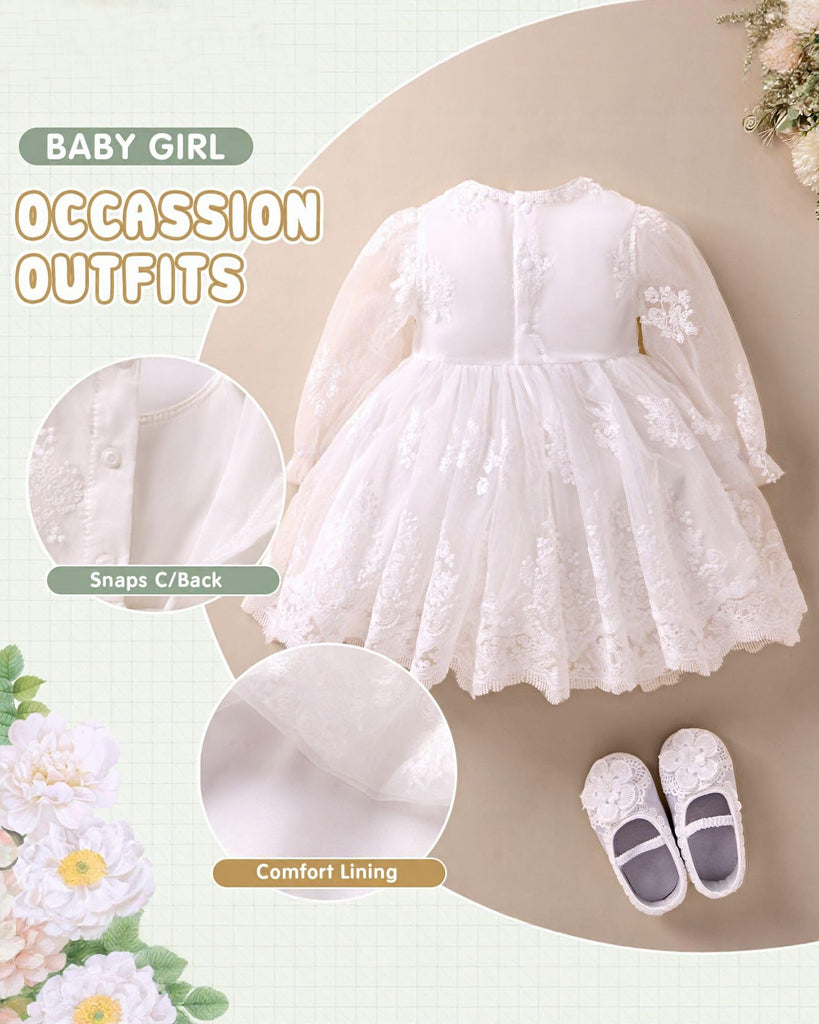 Baptism Dresses for Baby Girls,Flower White Baby Dresses